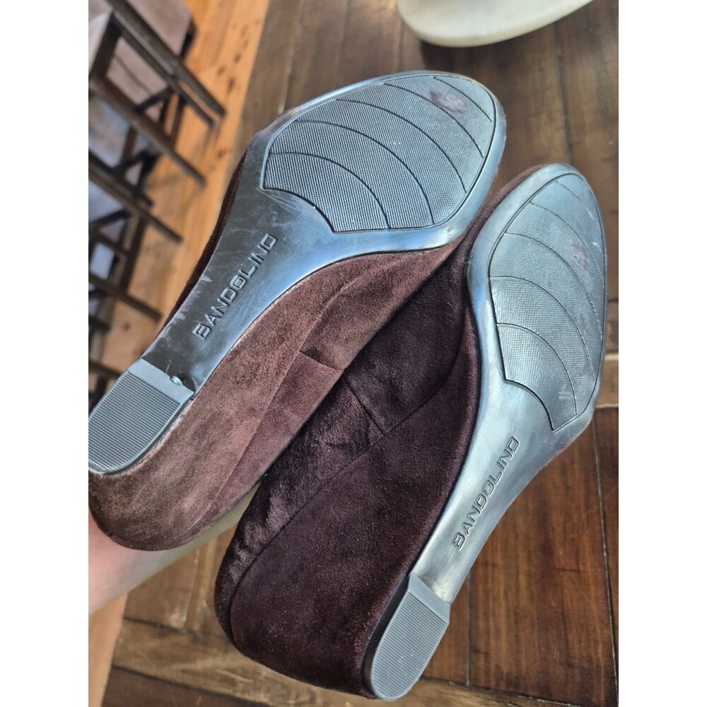 Bandolino Brown Suede Leather Upper Wedges Size 9W - Picture 3 of 4